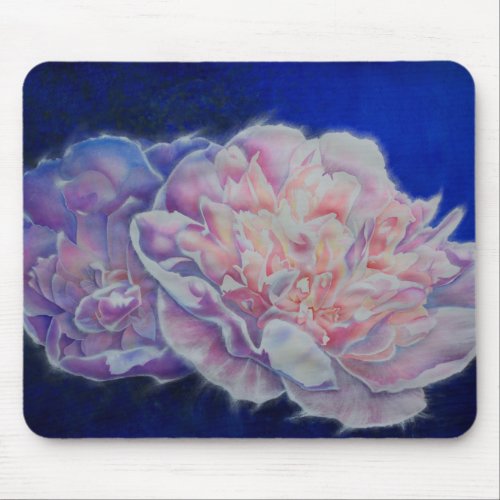 Romantic elegant pink white blue pastel watercolor mouse pad