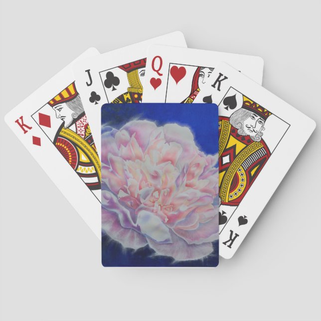 Romantic elegant pink white blue pastel watercolor poker cards (Back)