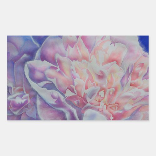 Romantic elegant pink white blue pastel watercolor rectangular sticker