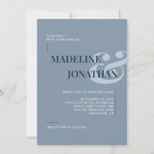 Romantic Elegant Plain Dusty Blue Wedding Invitation