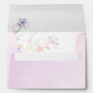 Romantic Elegant Purple Blush Watercolor Flowers Envelope