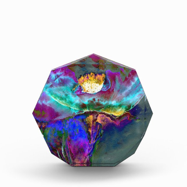 Romantic elegant purple teal flower painting acrylic award (Front)