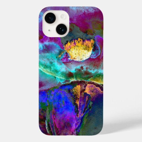 Romantic elegant purple teal flower painting Case_Mate iPhone 14 case