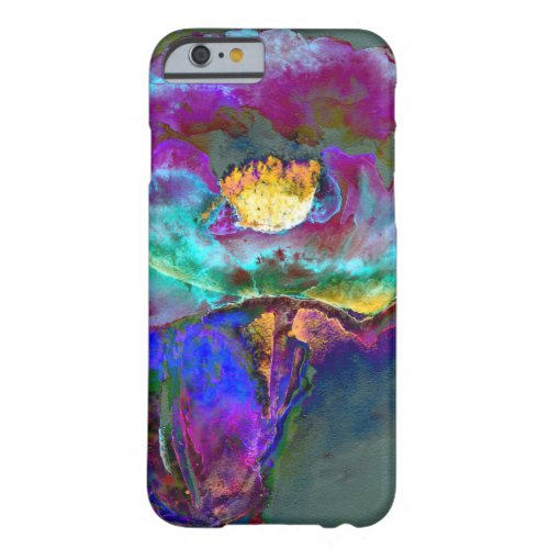 Romantic elegant purple teal flower painting barely there iPhone 6 case