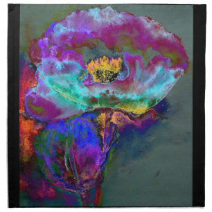 Romantic elegant purple teal flower painting cloth napkin