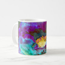 Romantic elegant purple teal flower painting
