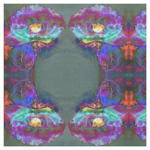 Romantic elegant purple teal flower painting fabric