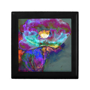Romantic elegant purple teal flower painting gift box