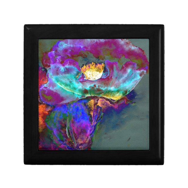 Romantic elegant purple teal flower painting gift box (Front)