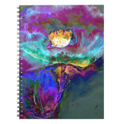 Romantic elegant purple teal flower painting notebook