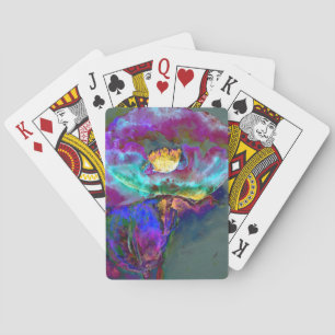 Romantic elegant purple teal flower painting poker cards