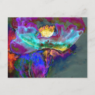 Romantic elegant purple teal flower painting postcard