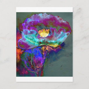 Romantic elegant purple teal flower painting postcard