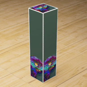 Romantic elegant purple teal flower painting wine box