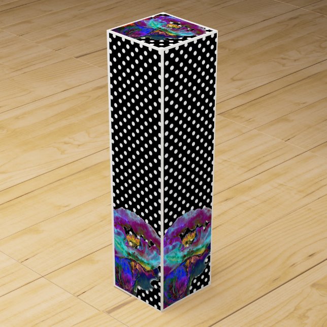Romantic elegant purple teal flower painting wine box (Front)