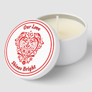 Romantic Elegant Red Heart Personalized Mini Candle Favors