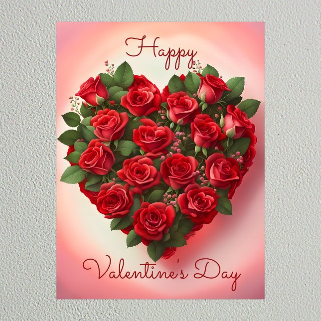 Romantic Elegant Red Roses Heart Valentine's Day Poster (Creator Uploaded)