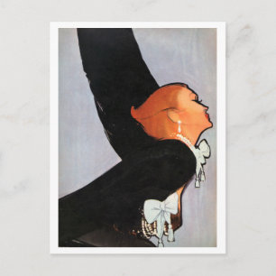 Romantic, Elegant, Redhead, Woman, Vintage Postcard