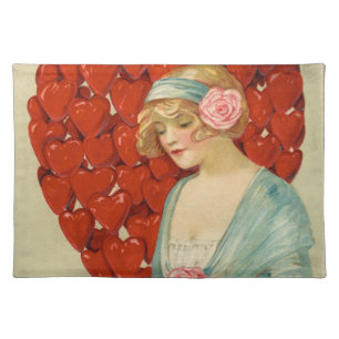 Romantic Elegant Retro Valentine, John Winsch 1910 Cloth Placemat