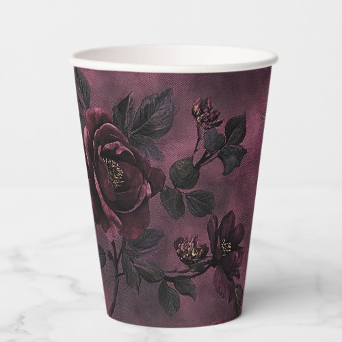 Romantic Elegant roses & Dark Vintage floral Paper Cups