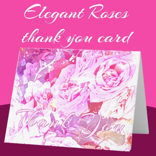 Romantic Elegant Roses Thank You Card