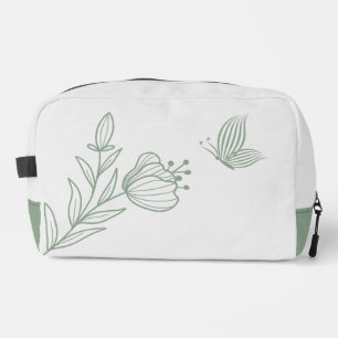 Romantic elegant sage green floral  dopp kit