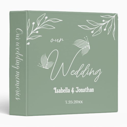 Romantic elegant sage green floral photo album