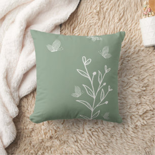 Romantic elegant sage green floral  throw pillow