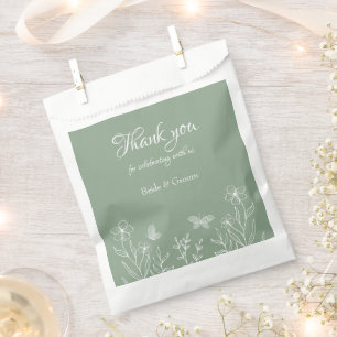 Romantic elegant sage green floral wedding favor bag