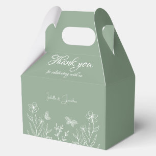 Romantic elegant sage green floral wedding favor boxes