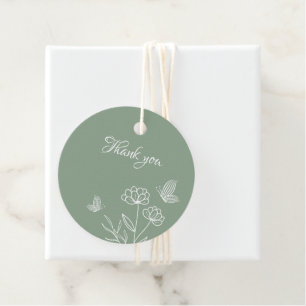 Romantic elegant sage green floral wedding favor tags
