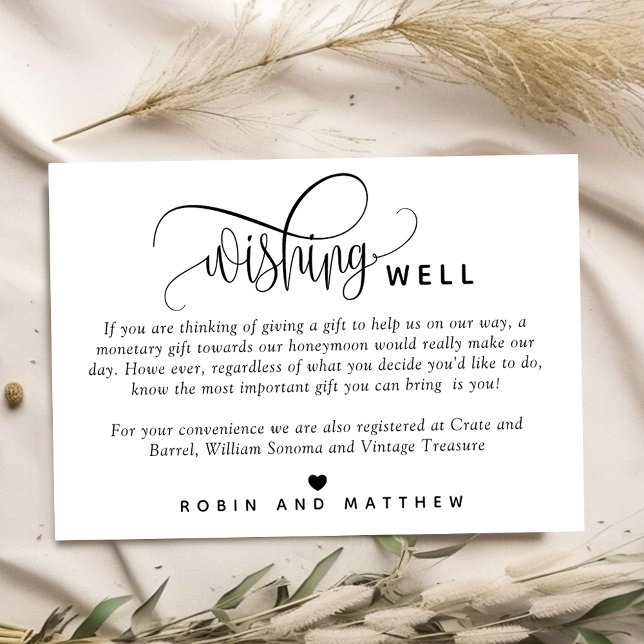 Romantic, Elegant Script Wedding Wishing Well  Enclosure Card (Creator Uploaded)