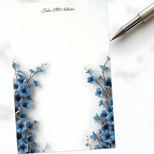 Romantic Elegant Serene Blue Blossoms Stationery (Creator Uploaded)