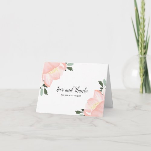 Romantic Elegant Spring Floral Blush Pink Wedding Thank You Card