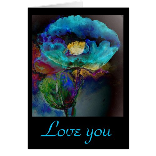 Romantic elegant teal floral watercolor painting