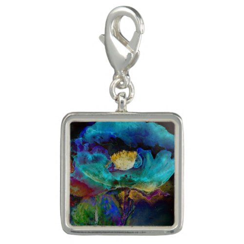 Romantic elegant teal floral watercolor painting charm