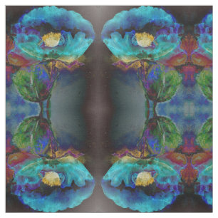 Romantic elegant teal floral watercolor painting fabric