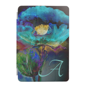 Romantic elegant teal floral watercolor painting iPad mini cover