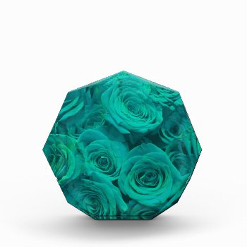 Romantic Elegant Teal Green Roses Acrylic Award by Omtastic at Zazzle