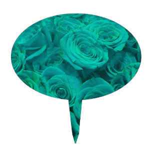 Romantic elegant teal - green roses cake topper