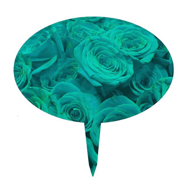 Romantic elegant teal - green  roses cake topper (Front)