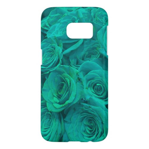 Romantic elegant teal _ green  roses samsung galaxy s7 case