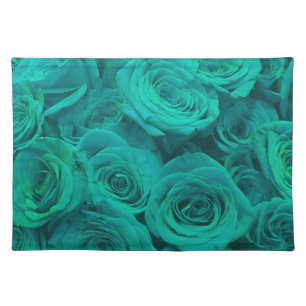 Romantic elegant teal - green roses cloth placemat