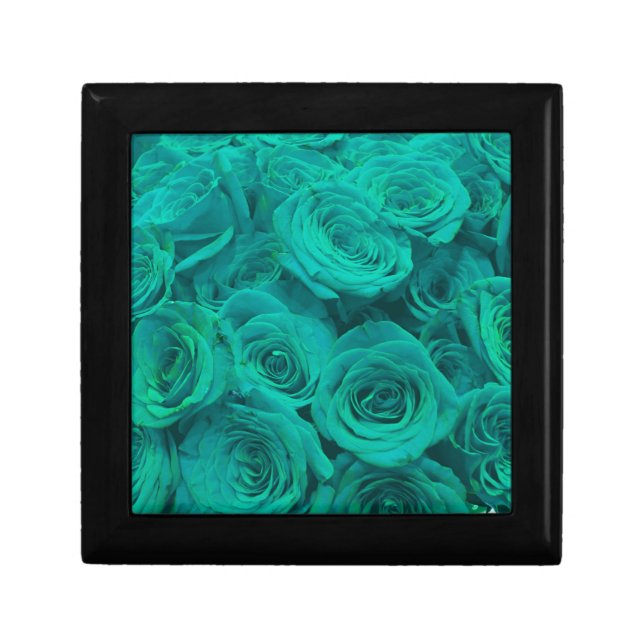 Romantic elegant teal - green  roses keepsake box (Front)