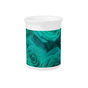 Romantic elegant teal - green  roses pitcher