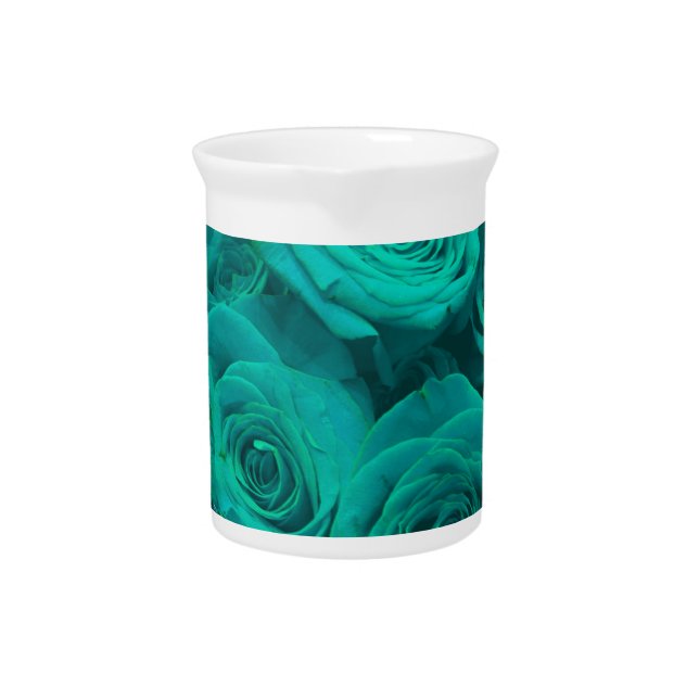 Romantic elegant teal - green  roses pitcher (Front)