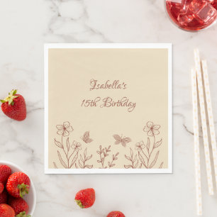 Romantic elegant terracotta floral  napkins