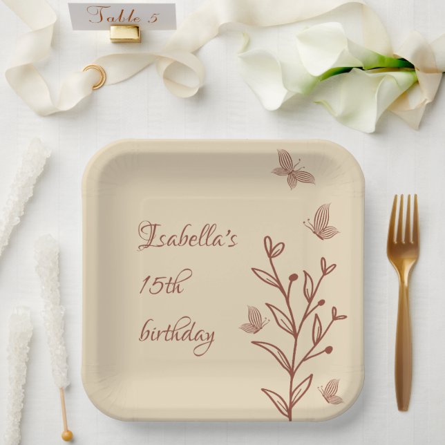 Romantic elegant terracotta floral  paper plates (Wedding)