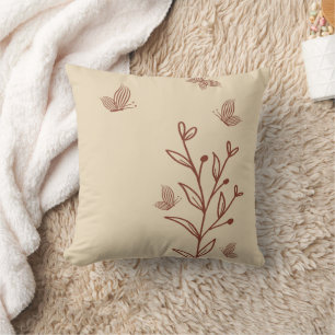 Romantic elegant terracotta floral throw pillow