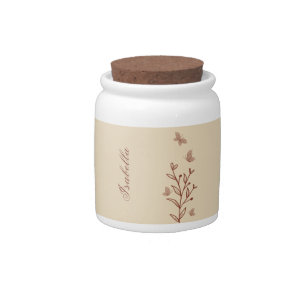 Romantic elegant terracotta floral wedding candy jar